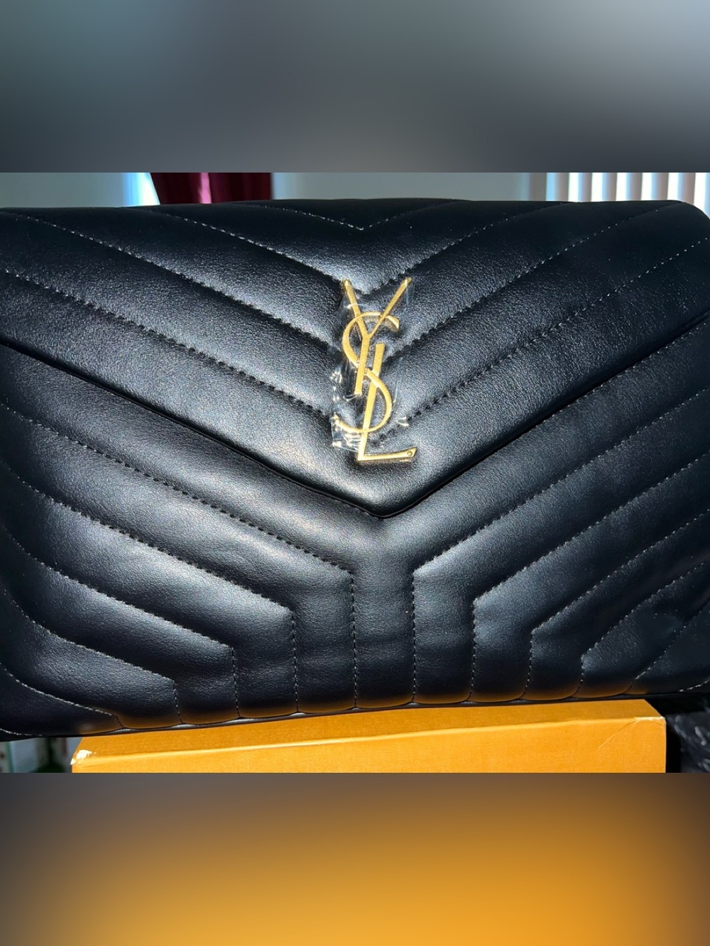Black Quilted Leather Shoulder Bag with Gold Logo